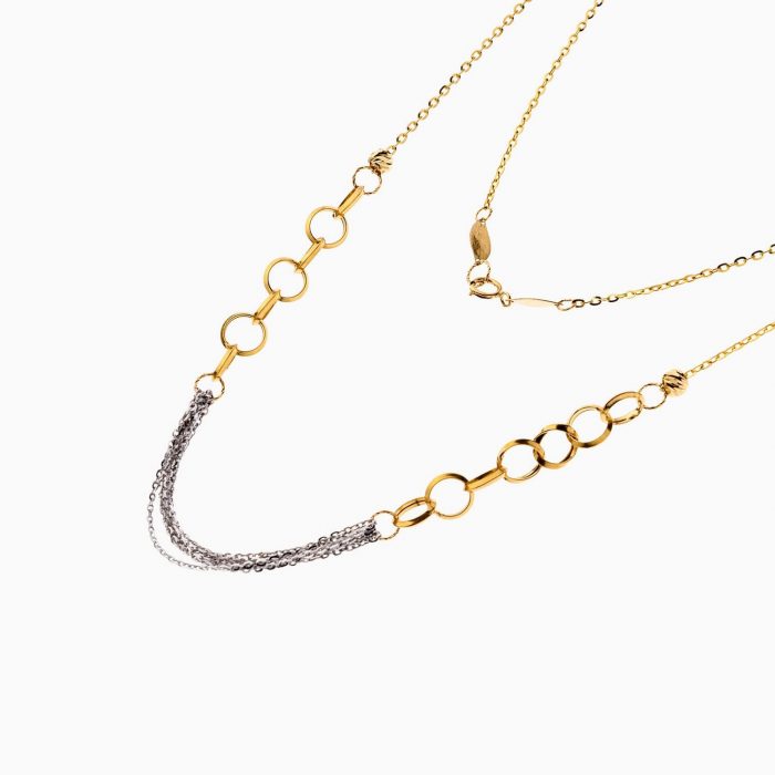 گردنبند طلا 18 عیار زنانه مدل زنجیر و حلقه کد NL0211