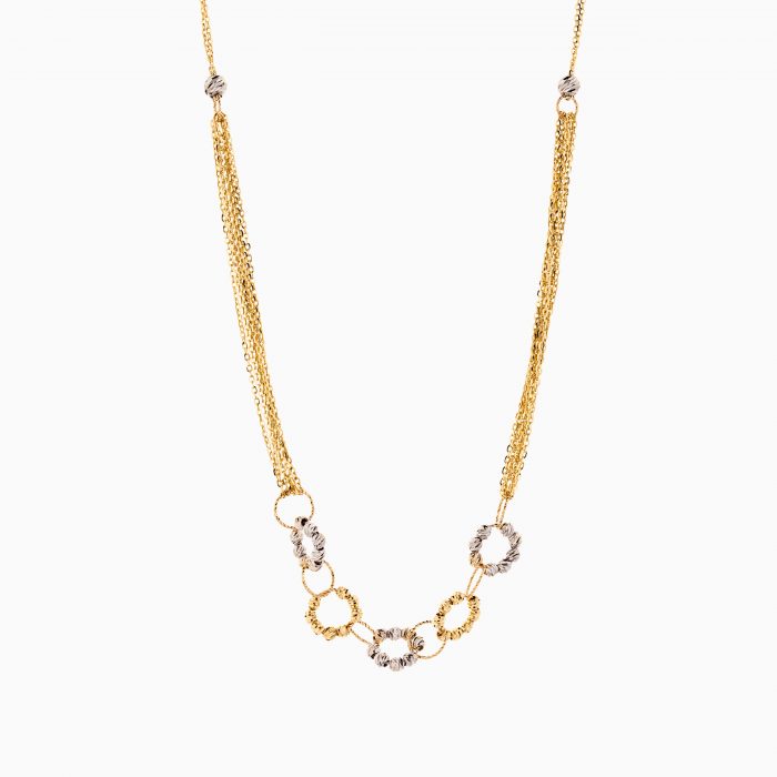 گردنبند طلا 18 عیار زنانه زنجیری مدل گوی و حلقه کد NL0261