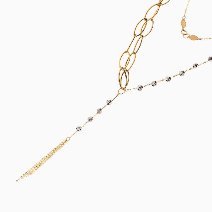 گردنبند طلا 18 عیار زنانه زنجیری مدل حلقه و گوی کد NL0271