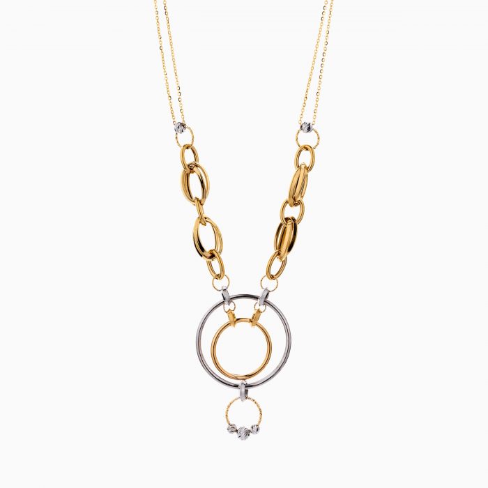 گردنبند طلا 18 عیار زنانه زنجیری مدل حلقه و گوی کد NL0290