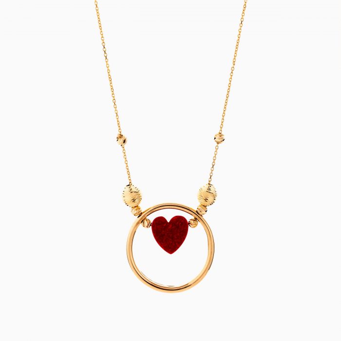 گردنبند طلا 18 عیار زنانه فانتزی با سنگ اتمی مدل قاب قلب کد NL0295