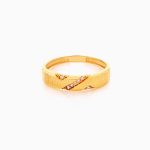 حلقه ست طلا 18 عیار با نگین اتمی مدل رینگ طرح دار کد RG0412