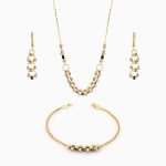 سرویس طلا 18 عیار زنانه زنجیری مدل گوی و مکعب با آویز کد ST0120