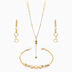 سرویس طلا 18 عیار زنانه زنجیری مدل حلقه ای با آویز پیچی کد ST0125