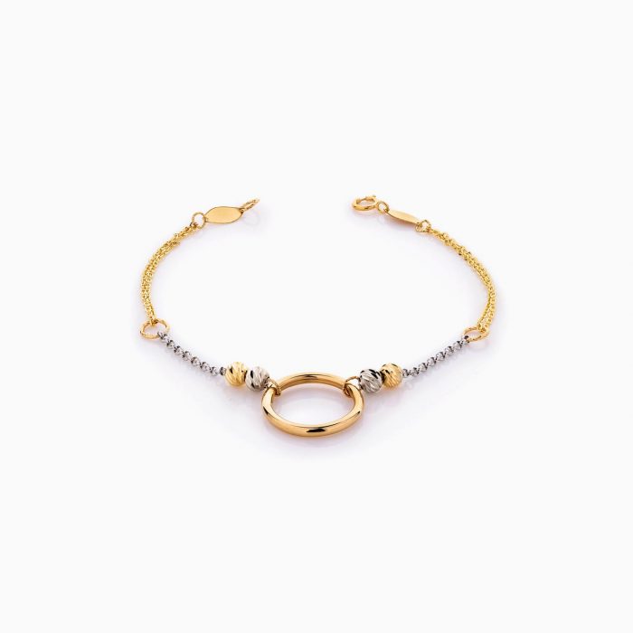 سرویس طلا 18 عیار زنانه زنجیری مدل حلقه و گوی با آویز کد ST0197