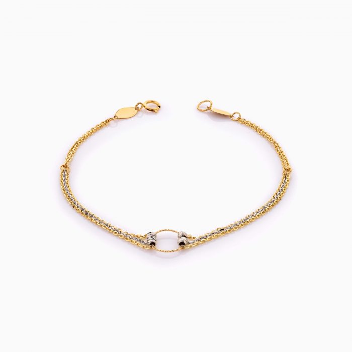 دستبند طلا 18 عیار زنانه زنجیری مدل حلقه و گوی کد BL0427