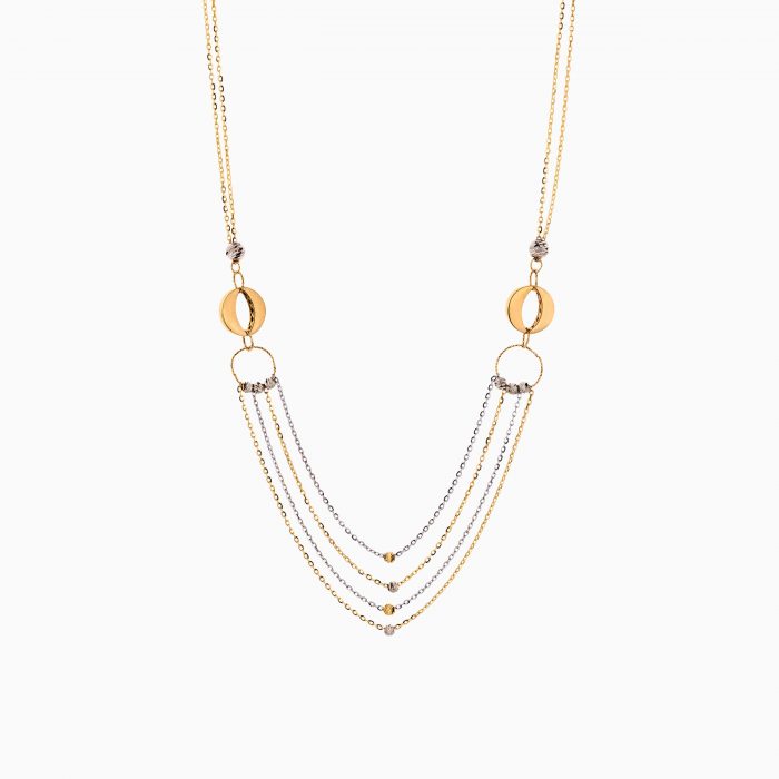 گردنبند طلا 18 عیار زنانه زنجیری مدل حلقه و گوی کد NL0294
