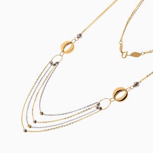 گردنبند طلا 18 عیار زنانه زنجیری مدل حلقه و گوی کد NL0294