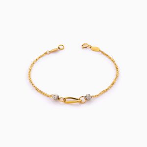 دستبند طلا 18 عیار دخترانه زنجیری مدل حلقه و گوی کد BL0429
