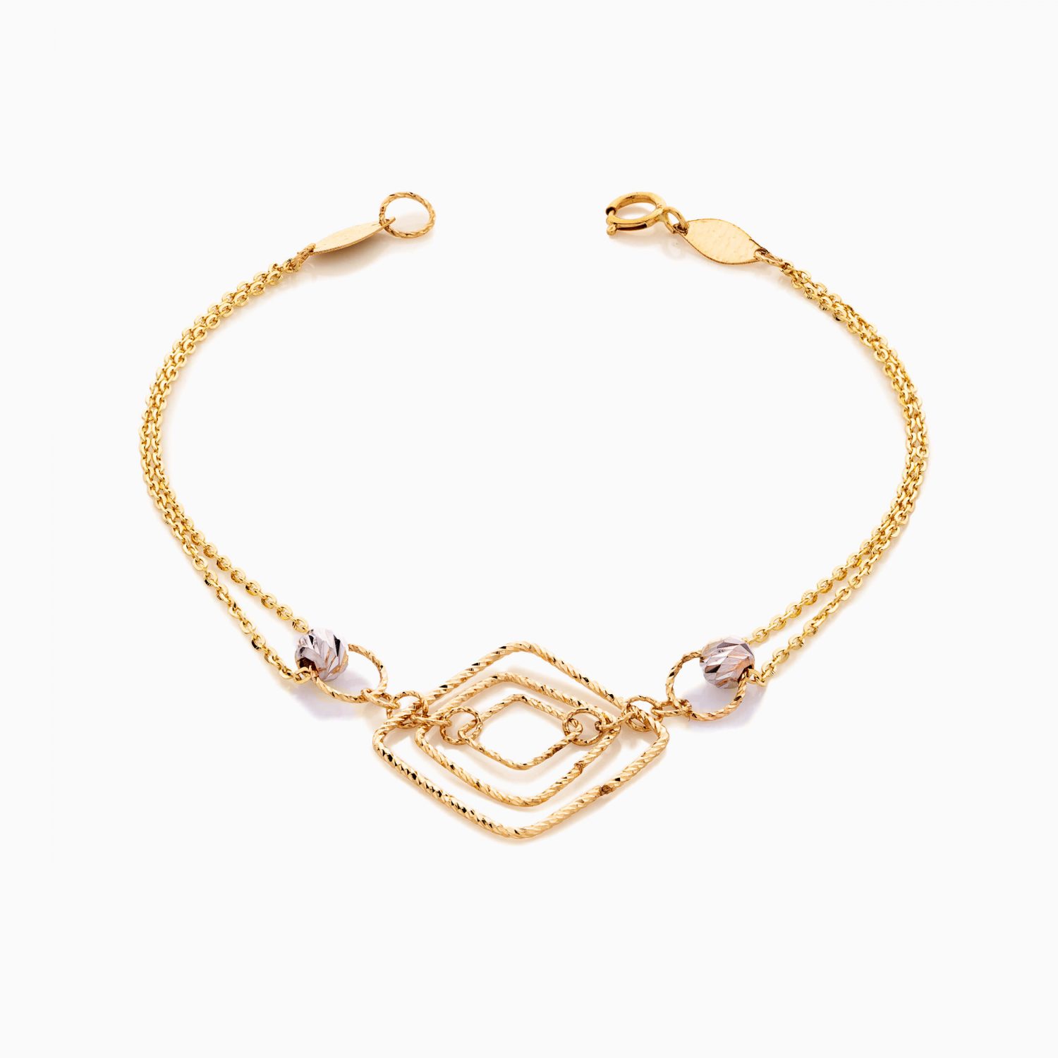 دستبند طلا 18 عیار زنانه زنجیری طرح لوزی کد BL0431