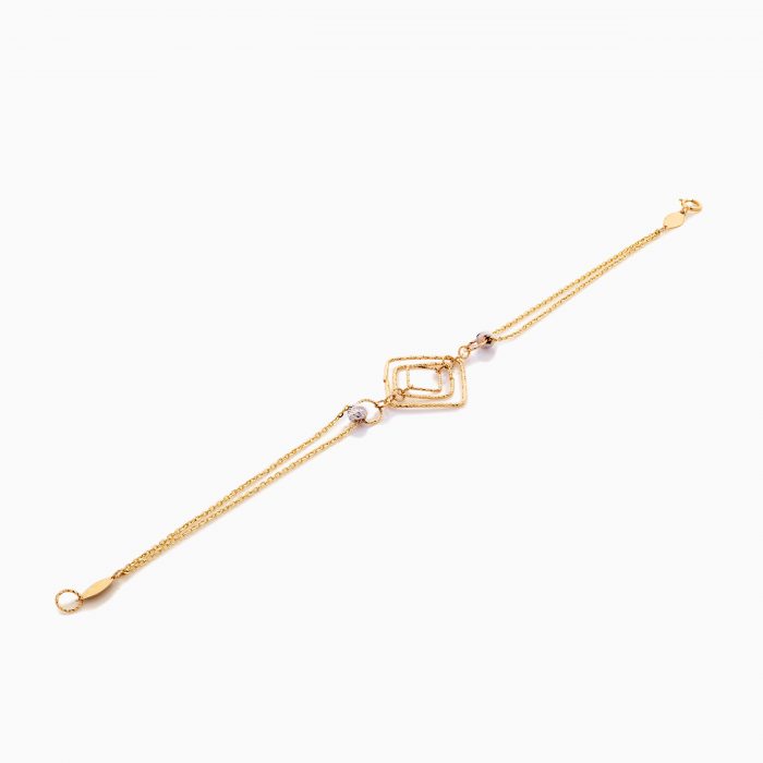 دستبند طلا 18 عیار زنانه زنجیری طرح لوزی کد BL0431