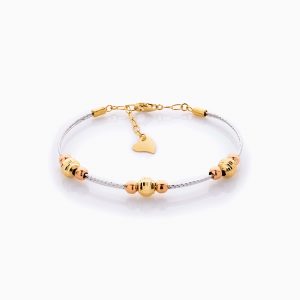 دستبند طلا 18 عیار زنانه النگویی مدل دو رج گوی دار کد BL0440