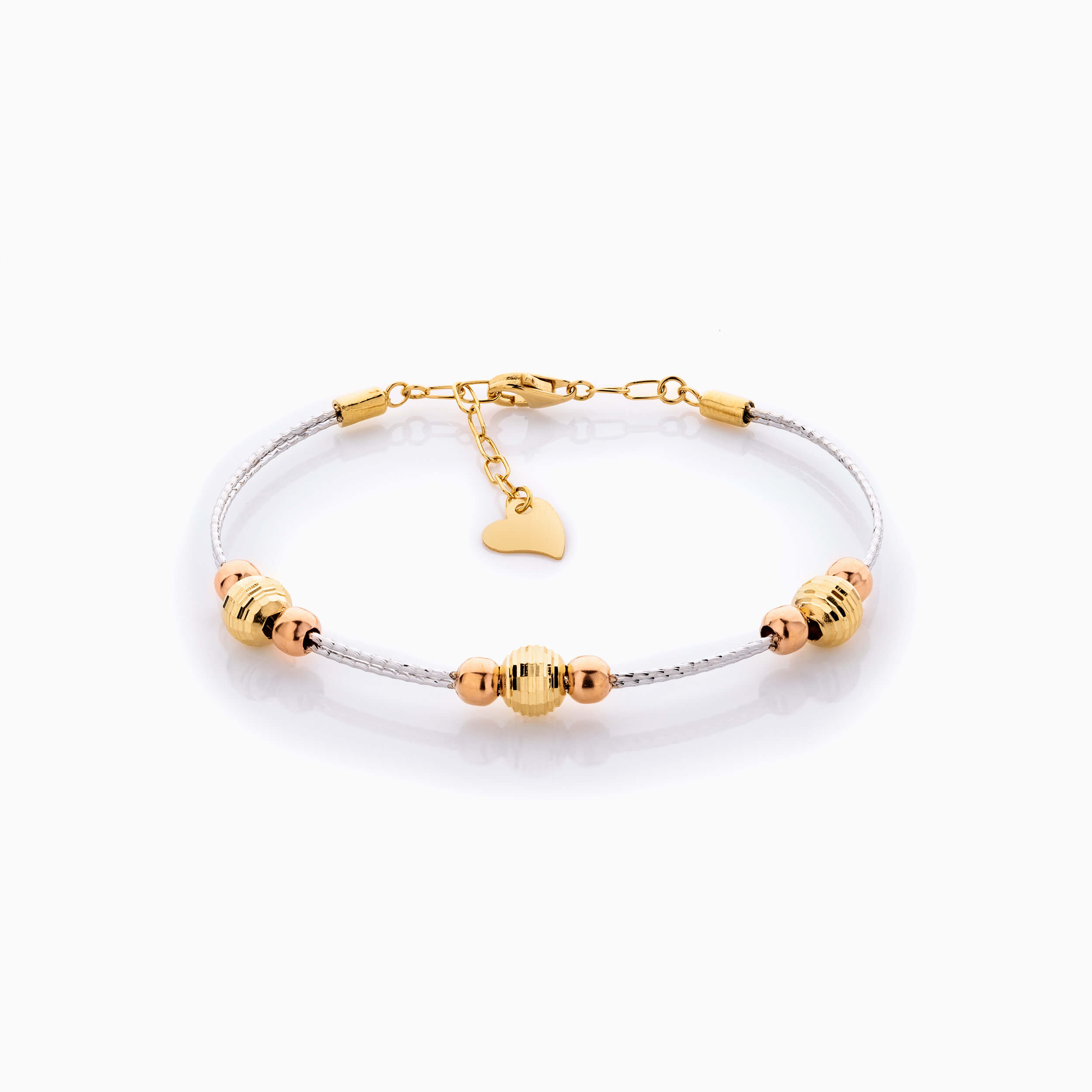 دستبند طلا 18 عیار زنانه النگویی مدل دو رج گوی دار کد BL0440