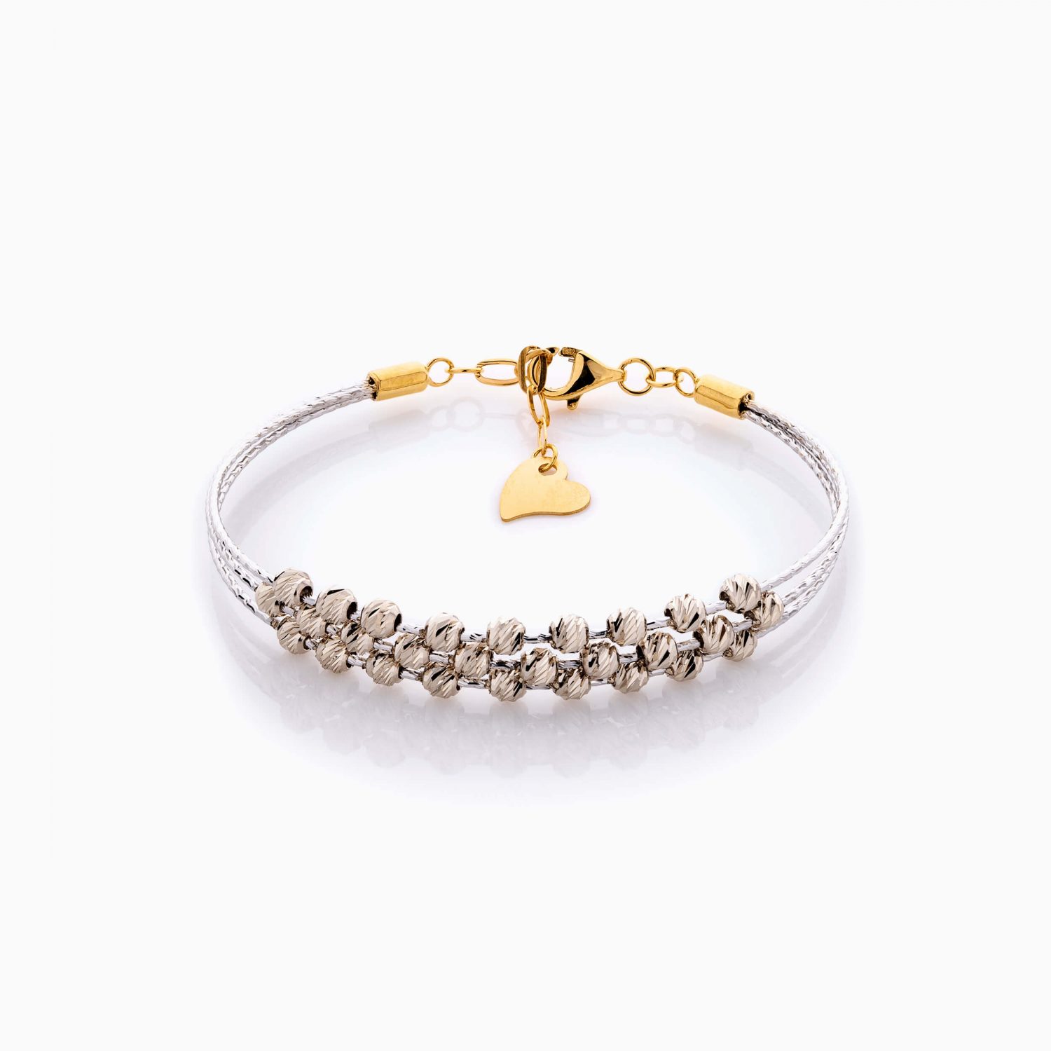 دستبند طلا 18 عیار زنانه النگویی مدل سه رج گوی دار کد BL0441