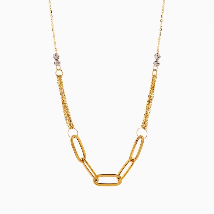 گردنبند طلا 18 عیار زنانه اسپورت مدل حلقه و زنجیر کد NL0306